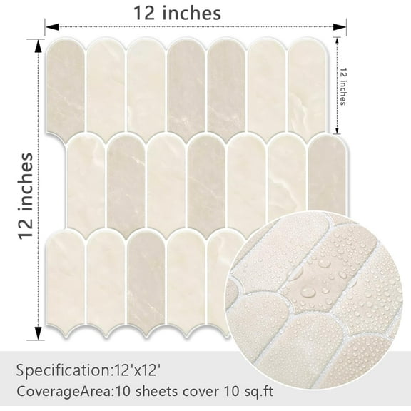 Upgraded Thicker Design Peel and Stick Backsplash Tile, 10-Sheet Green Self Adhesive Vinyl Wall Tiles, Stick on Backsplash for Kitchen, Bathroom,RV