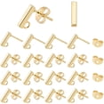 thumbnail image 1 of 50 piezas de aretes rectangulares de acero inoxidable con aro y tuercas de 0,8 mm para hacer joyas., 1 of 9