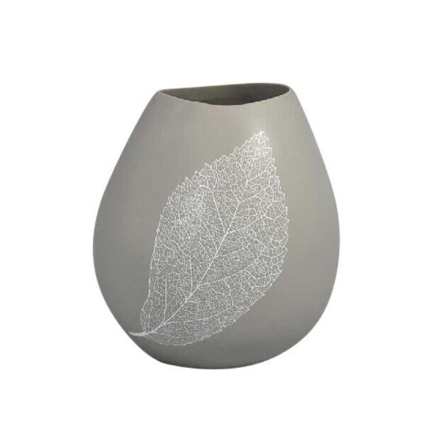 Vase à Bulbes avec Motif de Feuilles&44; Gris
