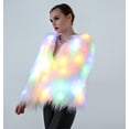 thumbnail image 1 of Abrigo de piel con luces LED para mujer, chaqueta con luces brillantes de arcoíris, disfraz de Rave peludo blanco L JAMW Sencillez, 1 of 5