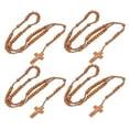 thumbnail image 1 of JUEGO DE ROSario de Madera, 10 piezas de collar Católico, Cuentas de Oraciónis protestantes y cuentas Talladas de Madera n atural Con Crucuz de Jesús, Cuello de Rosario, 1 of 7