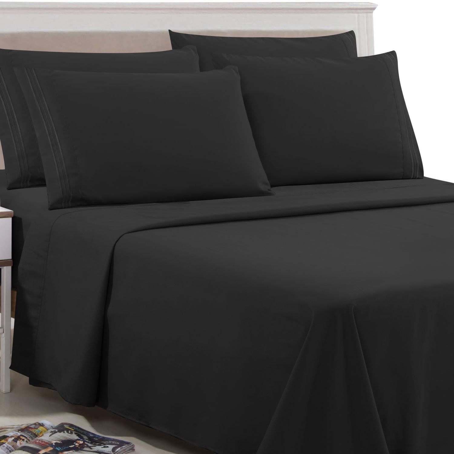 King Size Bed Sheets 6 Piece Extra Deep Pocket Fitted Sheet Flat Set Dark Grey Pillowcase Com King Size Bed Sheets 6 Piece Extra, Extra Deep Bed Sheets King