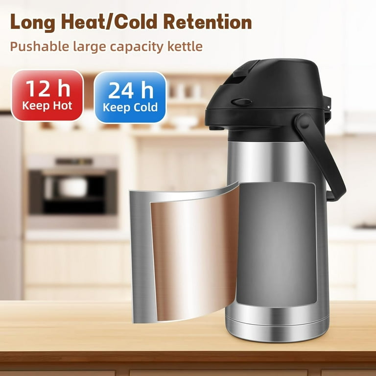 OhhGo Thermal Coffee Carafe with Pump, 64OZ/1.9L Stainless Steel Coffee  Dispenser for Keeping Hot - Large Airpot Coffee Thermos, Leakproof Hot  Water ...