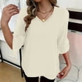 thumbnail image 6 of Cilsoka Ladies Tops and Blouses 3/4 Sleeve Summer Lightweight Tunic V-Neck Spring Work Shirts Dressy Office Business Casual Outfits, 6 of 7