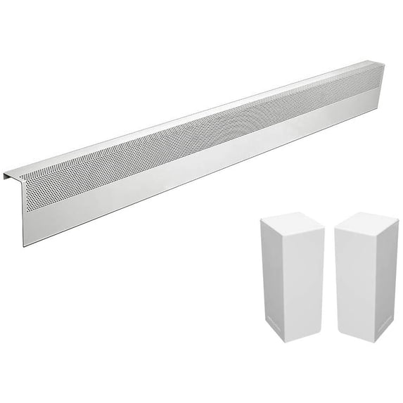 Baseboarders Basic Series Galvanized Steel Easy Slip-On Baseboard Heater Cover in White (5 ft, Cover + L&R End Caps)