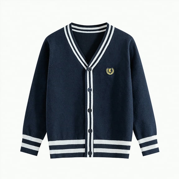 HCNTES Girls Long Sleeve Sparkle Bolero Cardigan Kids Button Closure Knitted Shrug Cropped Sweaters Tops(9-11 Years,Z4-Navy)