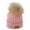 Watermelon red, variant on Kids Winter Hat Toddler Knitted Pom Beanie Hat Cotton Lined Faux Fur Pom Pom Cap Baby Girls Boys Beanies