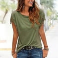 thumbnail image 2 of Vedolay Tshirts for Women T-Shirts Womens Puff Short Sleeve Shirts Ruffle V Neck T Shirts Business Casual Tops Summer Loose Blouse Tunic,Army Green 5XL, 2 of 2