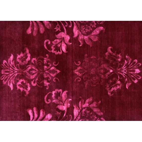 Ahgly Company Indoor Rectangle Oriental Pink Industrial Area Rugs, 7' x 9'