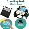 thumbnail image 2 of Cerizona Travel Lap Desk - Travel Tray, Portable Lap Desk for Car, Remote Work, Trips, School - Storage Pockets, Laptop Tablet Sleeve, Adjustable Carrying Strap - Fits up to 15.6-Inch Laptop (Black), 2 of 11