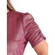 thumbnail image 5 of Camiseta casual de mujer con brillo, cuello redondo, mangas abullonadas y diseño retorcido XL color rosa caliente y dorado, 5 of 6