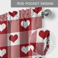thumbnail image 5 of Valentine's Day Valances for Windows Red and White Buffalo Plaid Love Heart Rod Pocket Curtain Valance Window Treatment Short Curtains for Kitchen Living Room, 60"x14", 5 of 9