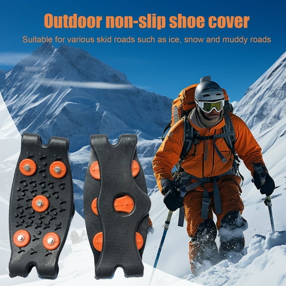 BAETEUY Ice Grips 5-Stud Snow Gripper Over Shoe Boot Traction Cleat Anti-slip Crampons Ski Shoes Cover Hiking Shoes