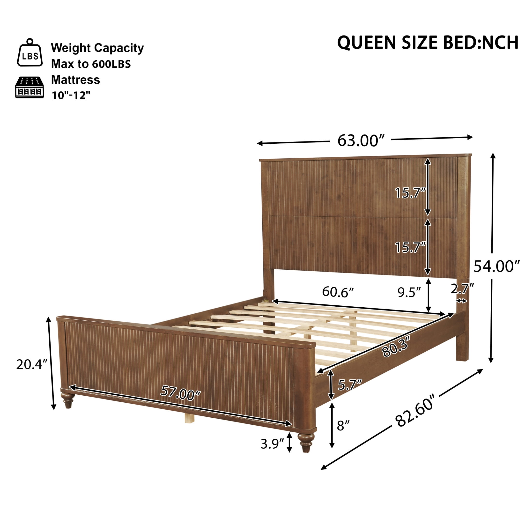 Christopher Knight Home Modern Queen Bed Frame with 2 Drawer Nightstands, Grooved Design, Walnut
