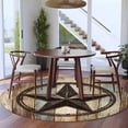 thumbnail image 4 of Round Area Rugs Collection 6 Ft, Western Texas Star Retro Non-Slip Residential Carpet, Rustic Farmhouse Wooden Brown Indoor Crawling Mats Runner Rugs for Living Room/Dining Room/Bedroom, 4 of 9