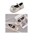 thumbnail image 3 of Little Girls Patent Leather Slip-On Penny Loafer Glitter Bow Low Heel School Uniform Dress Shoes for Girls (30,Beige), 3 of 4