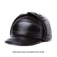 thumbnail image 4 of Qarigey Gorros de invierno de cuero de mediana edad forro polar cálido orejeras sombrero estilo Vintage sombrero térmico caminar al aire libre Sombreros Marron oscuro 2XL{59-60} Qarigey  AP013136-06, 4 of 6