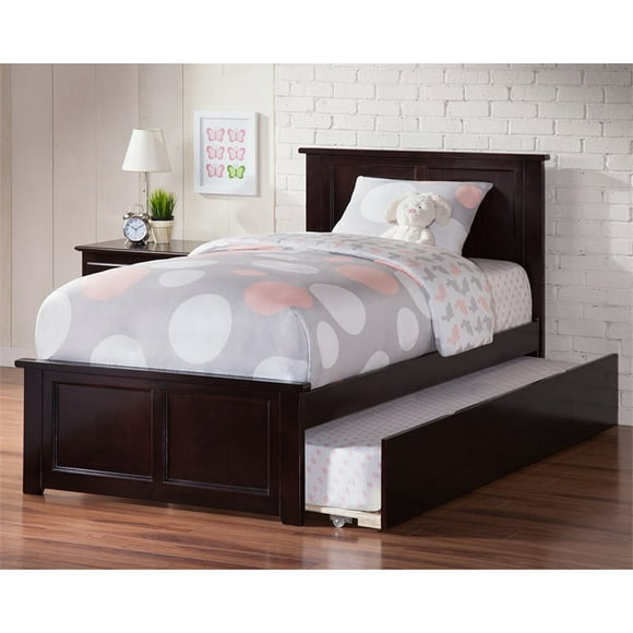 AFI Madison Solid Wood Twin Platform Bed with Twin Trundle in Espresso
