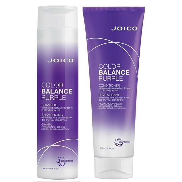 Joico Color Balance Purple Shampoo & Conditioner Set, Eliminate Brassy and Yellow tones, for Cool Blonde or Grey Hair