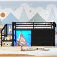 thumbnail image 3 of Leumius Twin Size Loft Bed with Storage Drawers and Stairs,Metal Loft Bed with Lights and Ample Under-bed Spaces,Multi-Storage Spaces,Black, 3 of 15