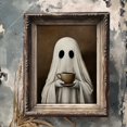 thumbnail image 2 of Ghost Drinking Coffee Posters Ghost Tea Print Poster Wall Art Canvas Artwork Home Ghost Coffee Kitchen Halloween Decoration No Frame, 2 of 8