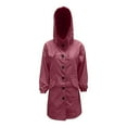 thumbnail image 3 of Yubnlvae Women's Fashion Overcoat Fashionable Women's Long Sleeve Solid Pocket Jacket Lapel Belted Trench Coats Wine, 3 of 7