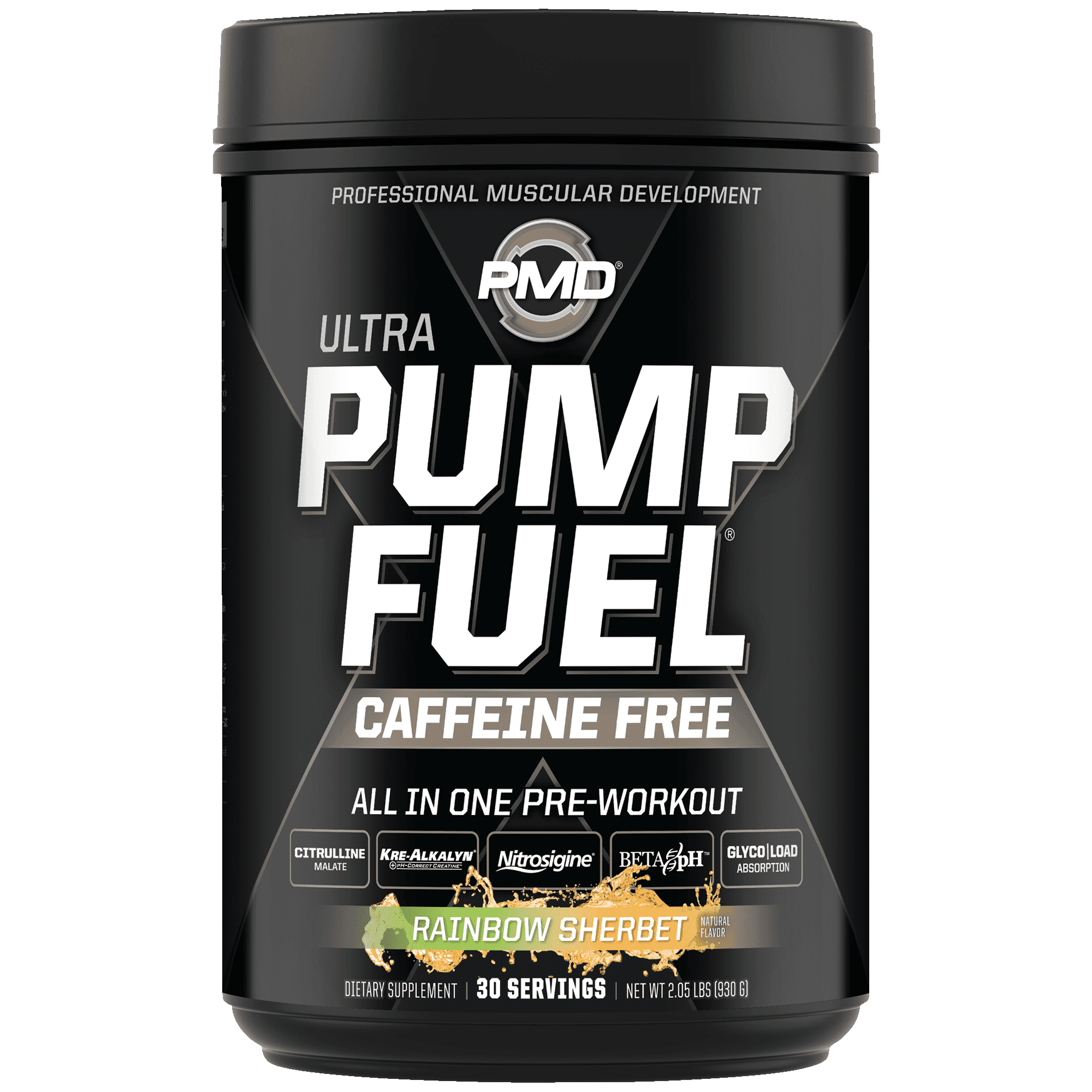 PMD Sports Ultra Pump Fuel Caffeine Free - Pre Workout- Energy, Strength, Endurance, Muscle Pumps And Recovery Complex Carbohydrates And Amino Energy - Rockin Rainbow Sherbert (30 Servings)