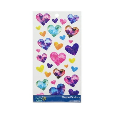 Hello Hobby Multicolor Galaxy Hearts Themed Stickers, 31 Count