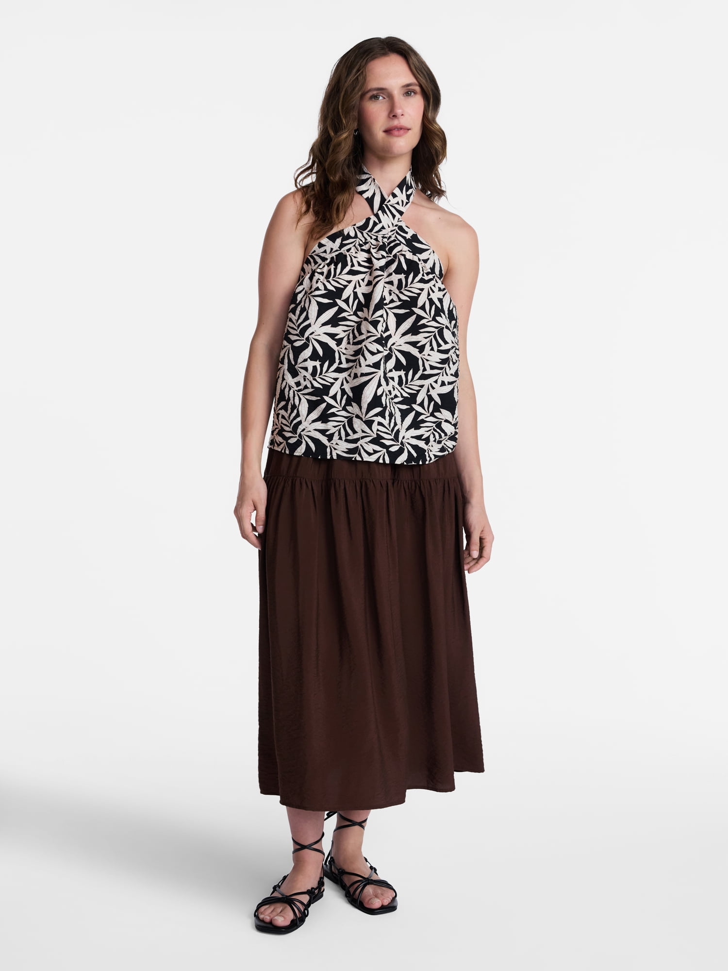 Time and Tru Women's Print Halter Top, Sizes XS-XXXL