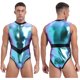 thumbnail image 3 of Disfraz de astronauta galáctico para hombre, traje de cosplay metálico brillante con cremallera frontal, leotardo sin mangas para Halloween, 3 of 5