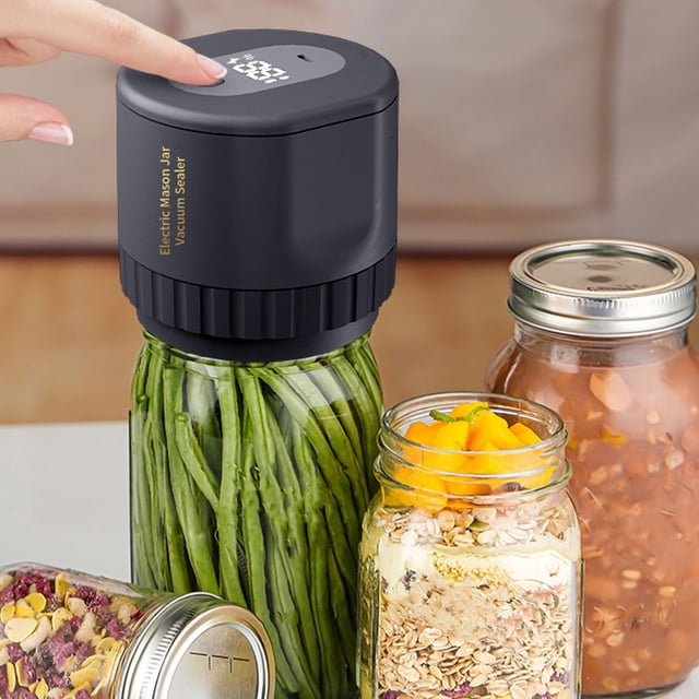 Electric Mason Jar Sealer, Small One Click Operation Portable Easy To Use Cordless Automatic Jar Vacuum Sealer Rechargeable for Travel Camping Picnic