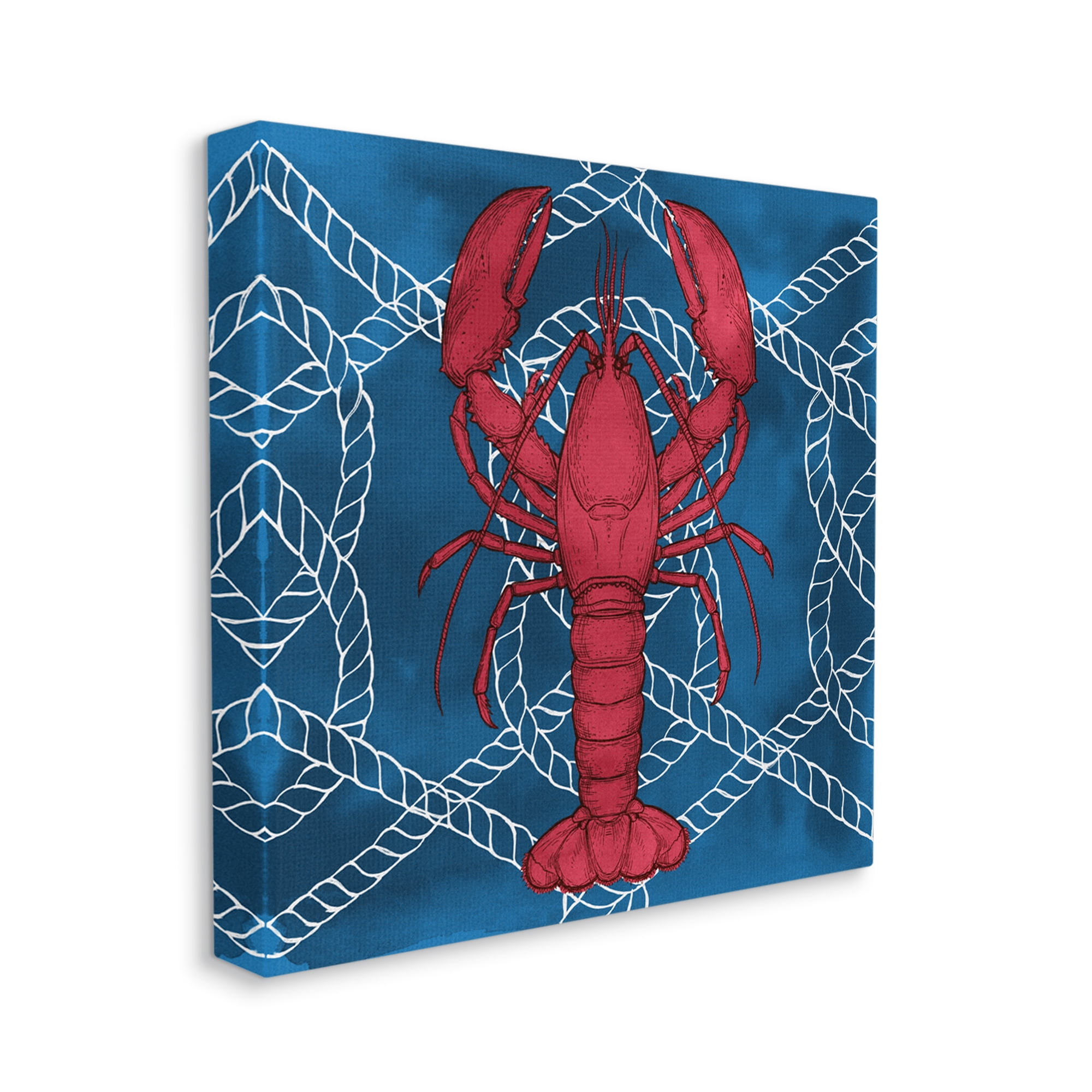 Stupell Industries Red Lobster Outline Rope Pattern Ocean Life Graphic Art Gallery Wrapped Canvas Print Wall Art, Design by Ziwei Li