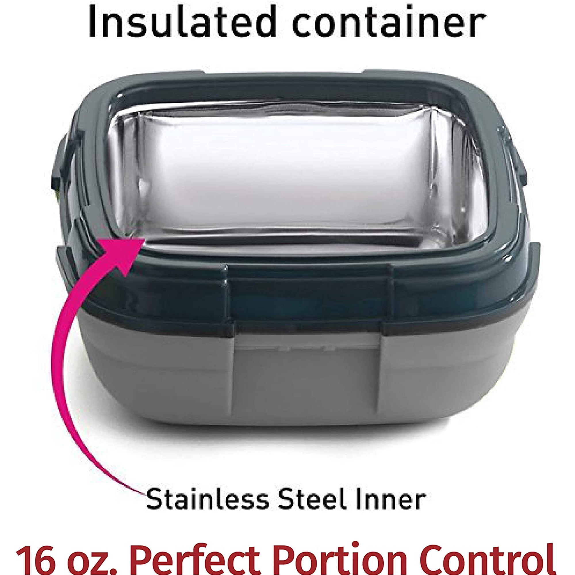 Pinnacle Insulated Leak-Proof Lunch Box Set of 2, 16oz, Heat Release Valve, Gray