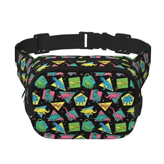 Easygdp Geometric Dinosaur Fanny Packs for Women Men, Belt Bag, Fashion Crossbody Bags, for Workout/Running/Hiking