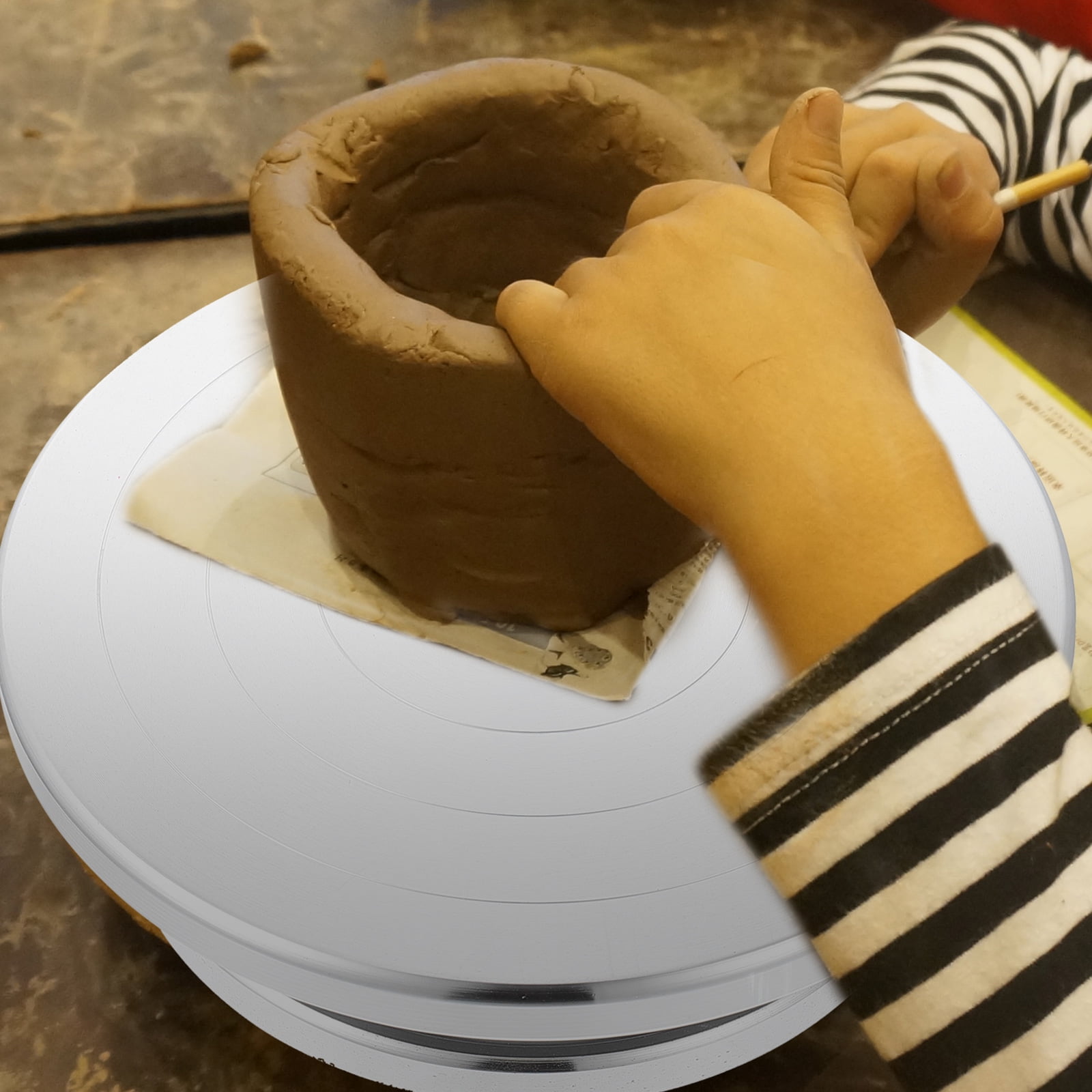 Pottery Turntable Clay Wheel with Rotary Bat System for Ceramic Sculpting, Art and Craft Tools for
