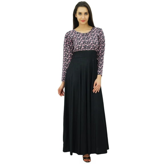 Bimba Women's Rayon Tie Waist Long Sleeve Casual Maxi Dress