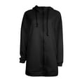 thumbnail image 4 of Hoodies for Women Zpanxa Women's Solid Color Zip up Hoodie, Long Tunic Sweatshirts Jackets, Plus Size Winter Warm Coats, Mid Length Hoodies Jackets Outwear with Pockets Black L, 4 of 5