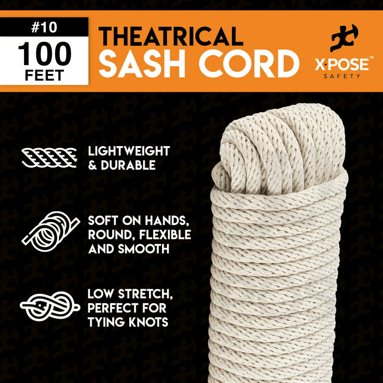 White Sash Cord #10 Cotton/Nylon Rope - 5/16 x 100