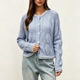 thumbnail image 4 of Xdegoge Cardigan Sweaters for Women Lightweight Button Down Crewneck Long Sleeve Pointelle Knit Sweaters Hollow Out Fall Winter Elegant Soft Crochet Knitwear, 4 of 9