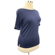Karen Scott Women's Elbow Sleeve Top Blue Size Petite L