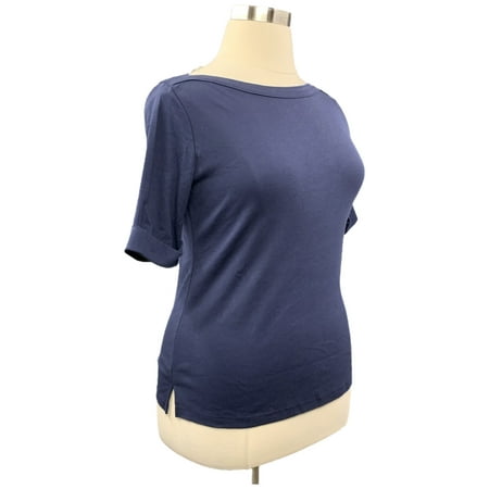Karen Scott Women's Elbow Sleeve Top Blue Size Petite L