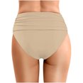 thumbnail image 4 of MNCEKFOD Women's Tummy Control Swim Bottoms Summer Beach High Waist Pleated Swim Trunks Double Layered Triangle Swimsuit Bathing Suit Bottoms Khaki XL, 4 of 6