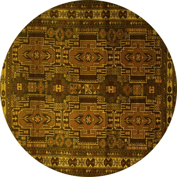 Ahgly Company Indoor Round Southwestern Yellow Country Area Rugs, 6' Round