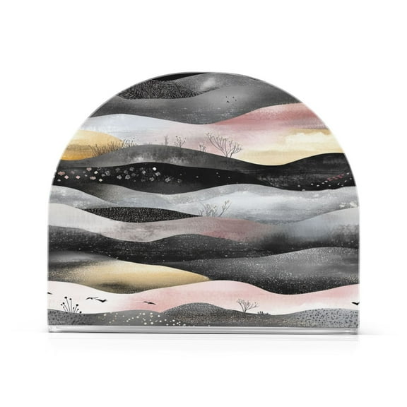 Abstract Landscape Pattern Thick U Shape Acrylic Napkin Holder Non Slip Space Saving for Kitchen