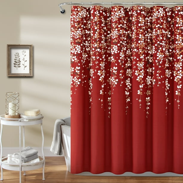 Lush Decor Weeping Flower Bright Colorful Floral Polyester Shower Curtain Red 72 L X 72 W Single Walmart Com Walmart Com