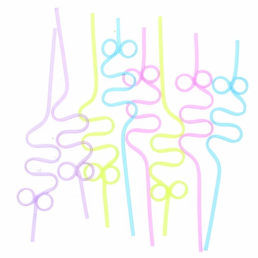 Plastic Crazy Loop Straws, Assorted, 4ct (Pack of 14)