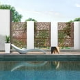 thumbnail image 3 of Neutypechic Decorative Privacy Screen Outdoor Divider with Stand Metal Corten Steel 76" x 47.2" x 15.7" Brown, 3 of 5