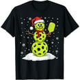 thumbnail image 2 of 100% Cotton Santa Hat Snowman Xmas Funny Pickleball Lover Christmas T-Shirt, 2 of 5