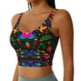 thumbnail image 2 of Goofa Mexican Flower Traditional1 Printed Sports Bras for Women, High Impact Running Bra Workout Crop Tank Tops Longline Sports Bra Push up-Medium, 2 of 9