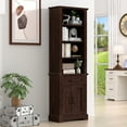 thumbnail image 6 of HARIPUL 72" Tall Bookcase Floor Standing with Drawer and Door, 6 Tier Wooden Storage Bookshelf for Living Room Home Office, Vintage Brown, 6 of 7